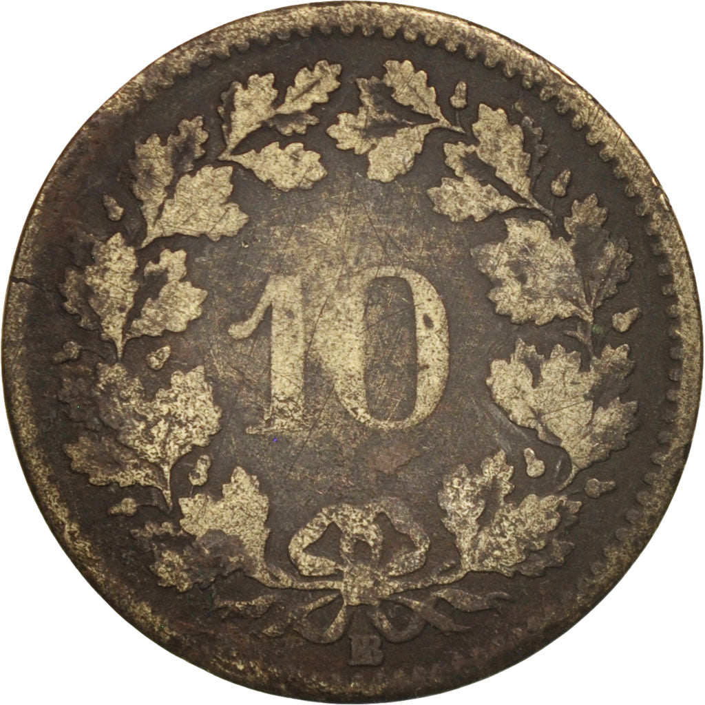 Switzerland, 10 Rappen, 1851, Bern, F(12-15), Billon, KM:6