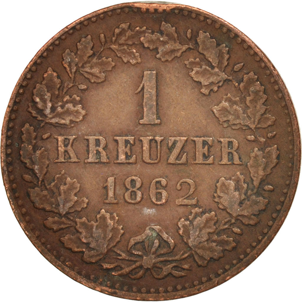 Etats allemands, NASSAU, Adolph, Kreuzer, 1862, Wiesbaden, TTB, Cuivre, KM:74