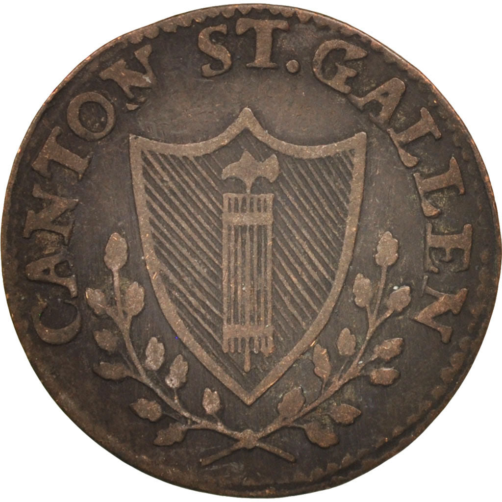 Münze, SWISS CANTONS, SAINT GALL, 1/2 Batzen, 1808, S, Billon, KM:104