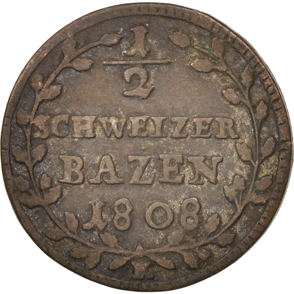 Münze, SWISS CANTONS, SAINT GALL, 1/2 Batzen, 1808, S, Billon, KM:104