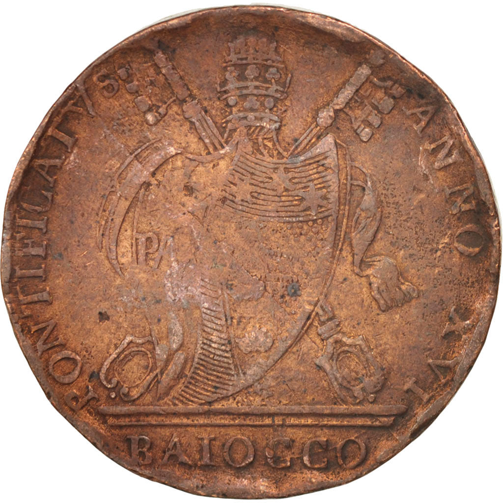 ITALIAN STATES, PAPAL STATES, Pius VII, Baiocco, 1816, Bologne, VF(20-25)