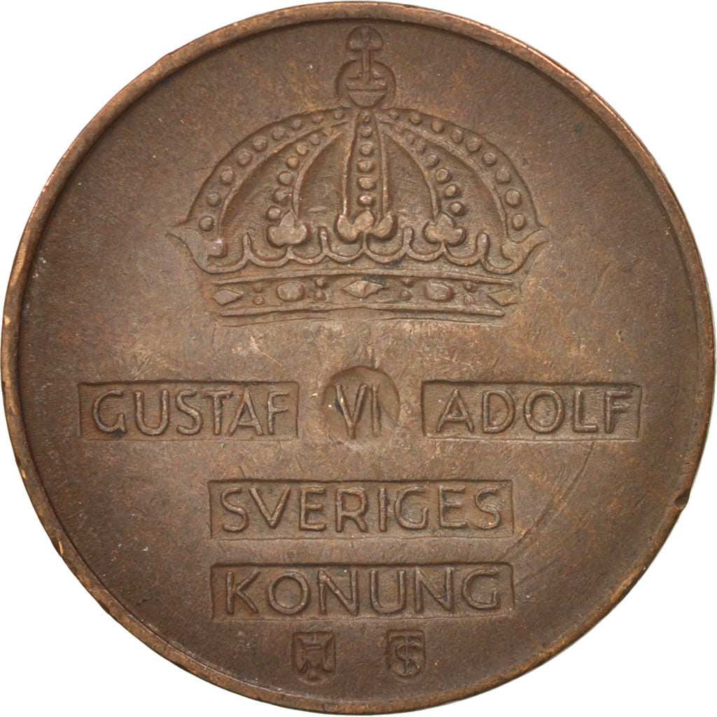 Coin, Sweden, Gustaf VI, 2 Öre, 1954, EF(40-45), Bronze, KM:821