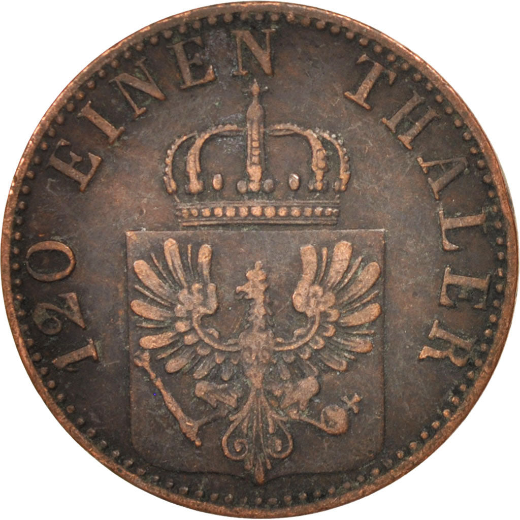 Munten, Duitse staten, PRUSSIA, Wilhelm I, 3 Pfennig, 1865, ZF, Koper, KM:482
