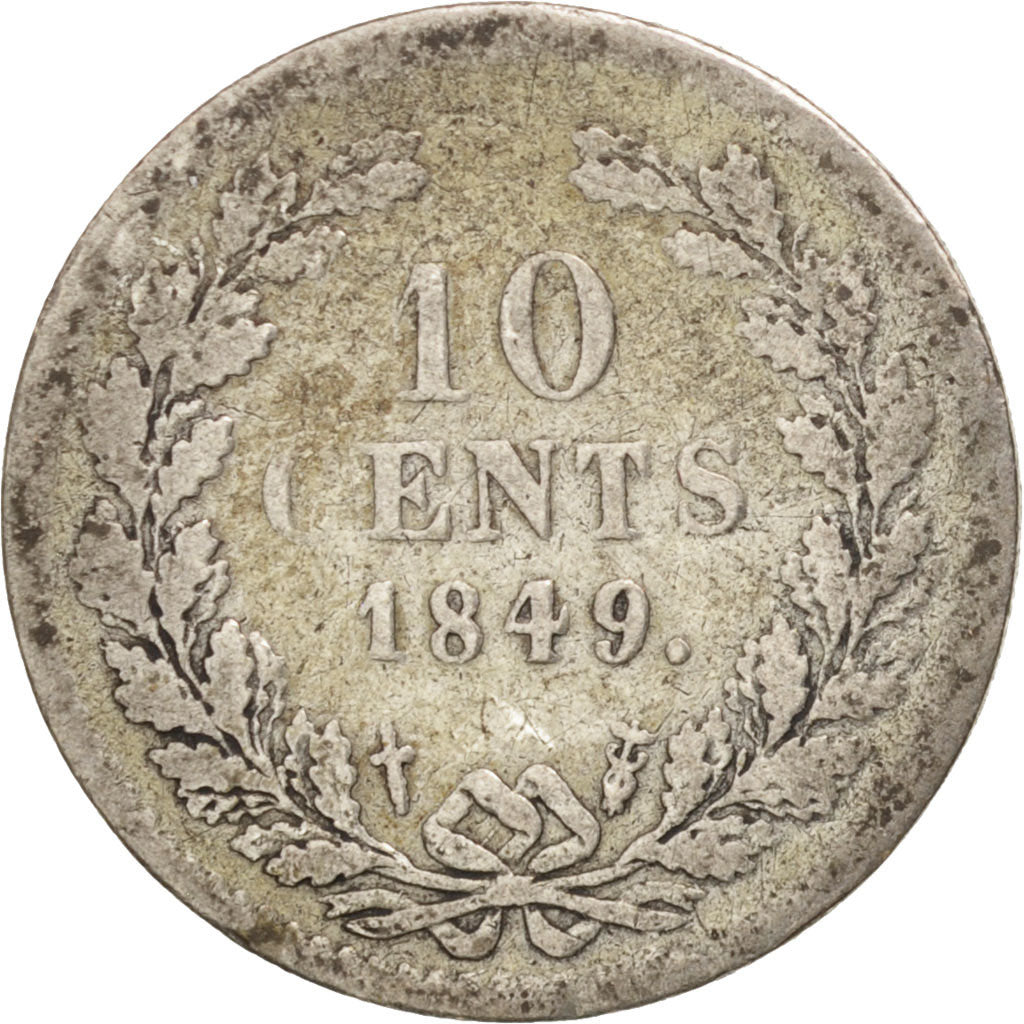 Coin, Netherlands, William II, 10 Cents, 1849, VF(20-25), Silver, KM:75