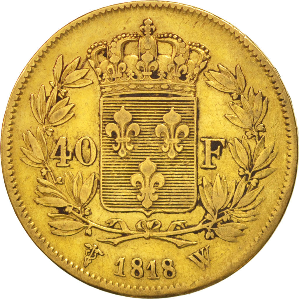 Coin, France, Louis XVIII, Louis XVIII, 40 Francs, 1818, Lille, EF(40-45), Gold