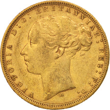 Moneda, Australia, Victoria, Sovereign, 1875, Melbourne, MBC, Oro, KM:7
