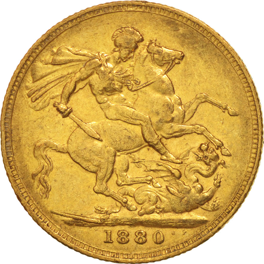 Moneda, Australia, Victoria, Sovereign, 1880, Melbourne, MBC, Oro, KM:7
