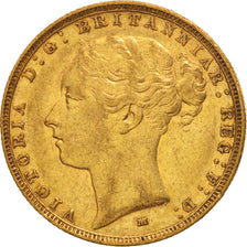 Moneta, Australia, Victoria, Sovereign, 1884, Melbourne, BB+, Oro, KM:7