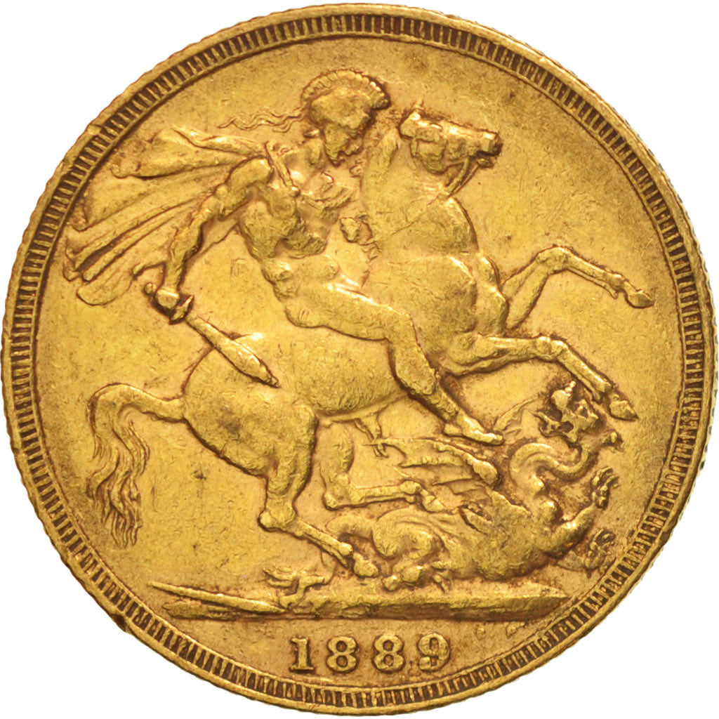 Monnaie, Grande-Bretagne, Victoria, Sovereign, 1889, TTB, Or, KM:767