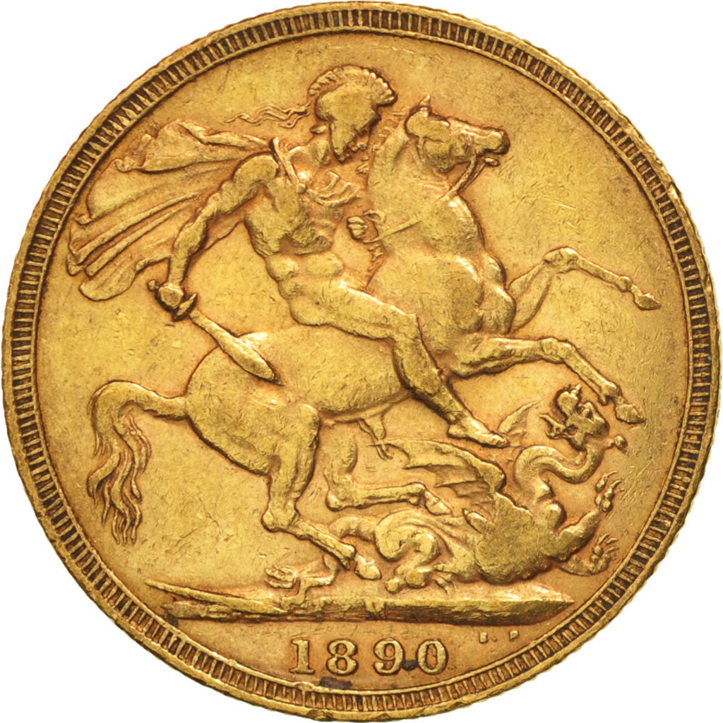 Coin, Australia, Victoria, Sovereign, 1890, Melbourne, EF(40-45), Gold, KM:10