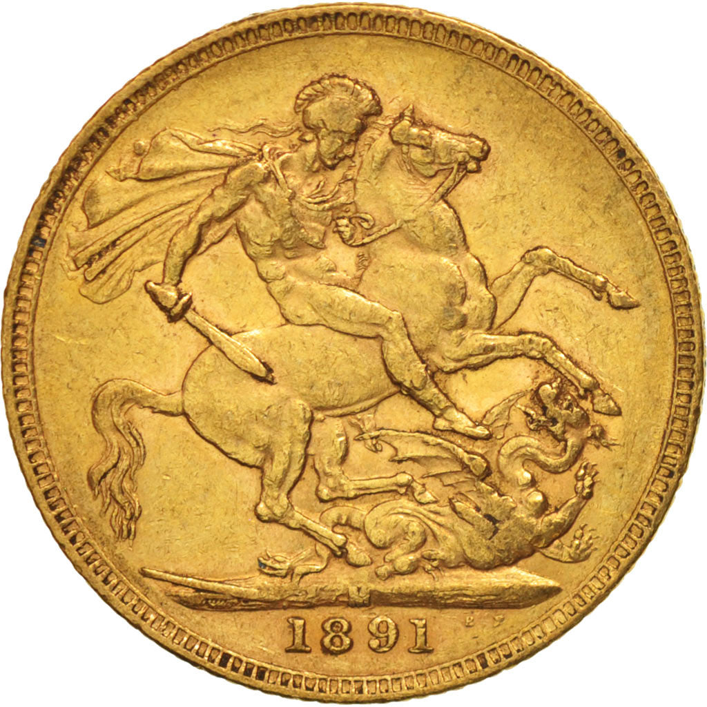 Coin, Australia, Victoria, Sovereign, 1891, Melbourne, EF(40-45), Gold, KM:10