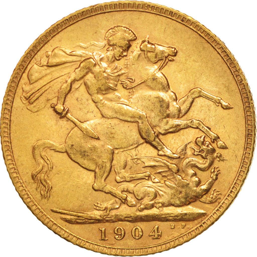 Coin, Great Britain, Edward VII, Sovereign, 1904, AU(50-53), Gold, KM:805