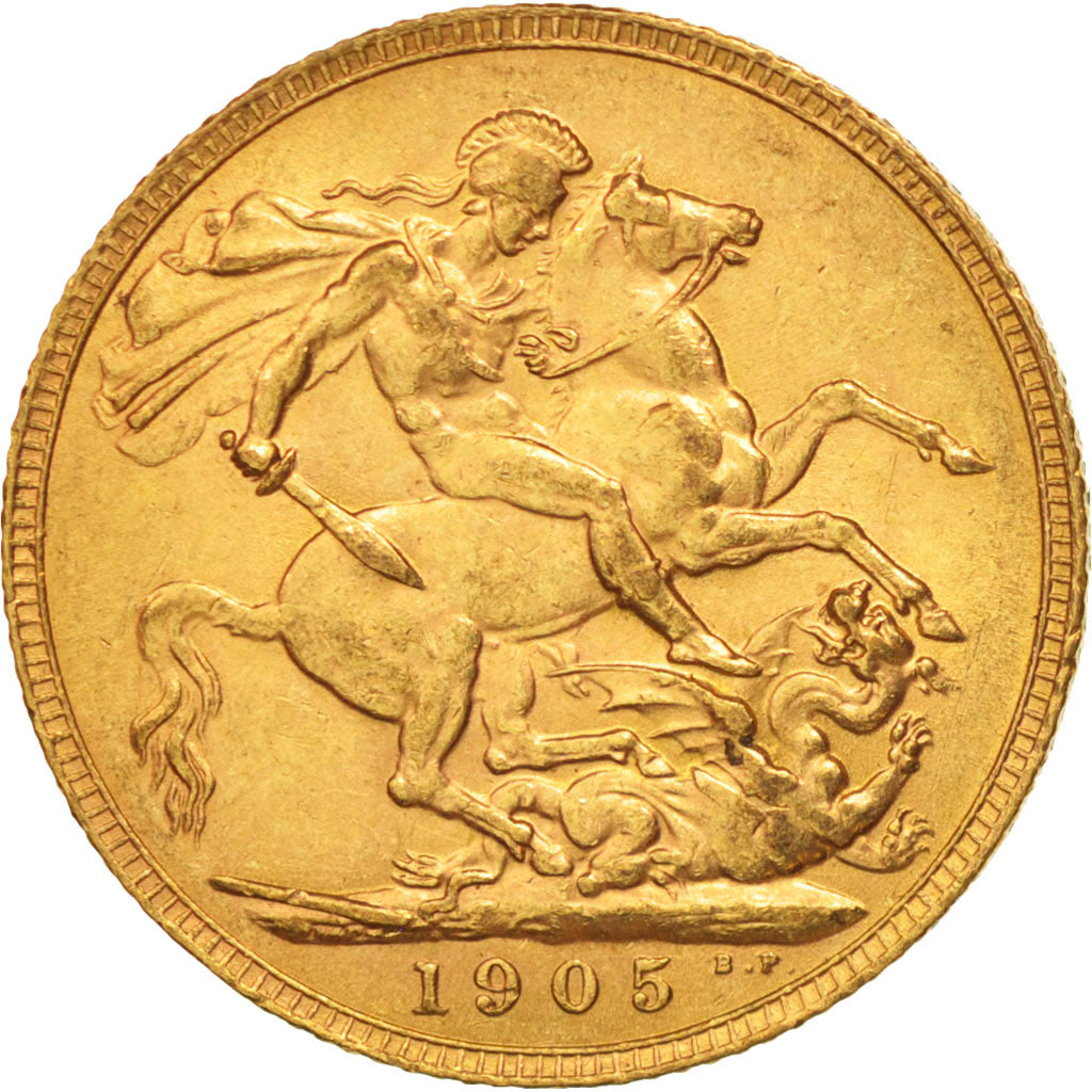 Coin, Great Britain, Edward VII, Sovereign, 1905, AU(50-53), Gold, KM:805