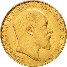 Moneda, Gran Bretaña, Edward VII, Sovereign, 1907, MBC+, Oro, KM:805
