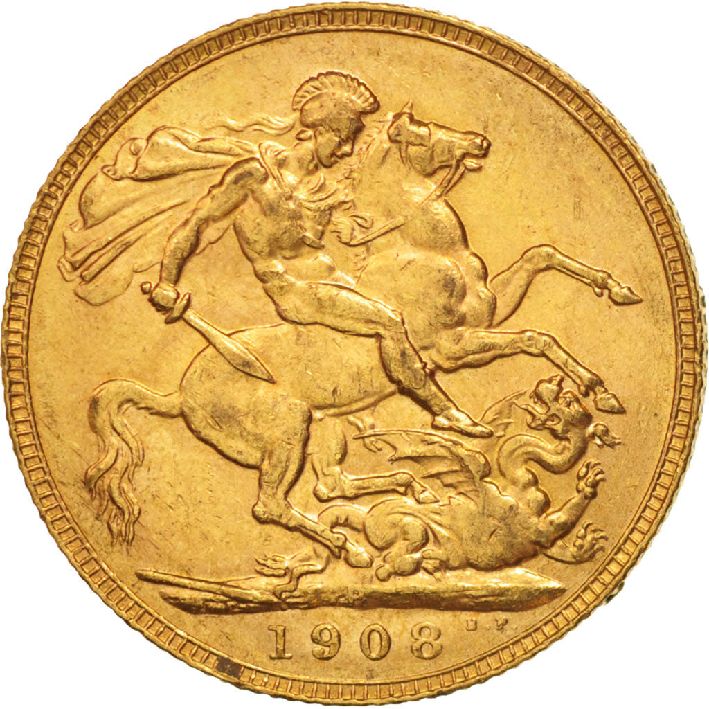 Coin, Australia, Edward VII, Sovereign, 1908, Perth, AU(50-53), Gold, KM:15