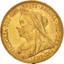 Moneta, Australia, Victoria, Sovereign, 1896, Melbourne, BB+, Oro, KM:13