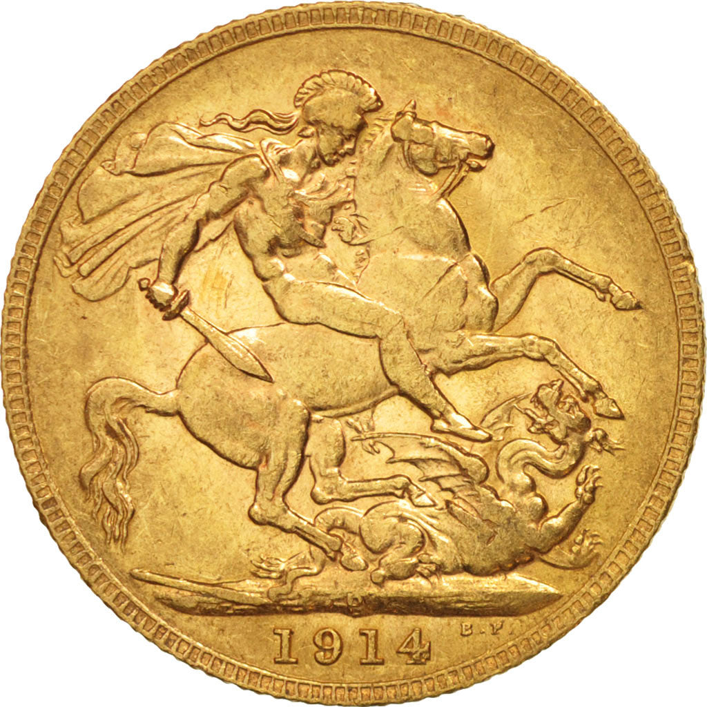 Coin, Great Britain, George V, Sovereign, 1914, Perth, EF(40-45), Gold, KM:820