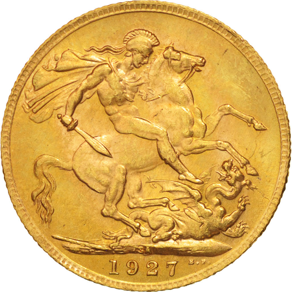 Coin, South Africa, George V, Sovereign, 1927, MS(63), Gold, KM:21