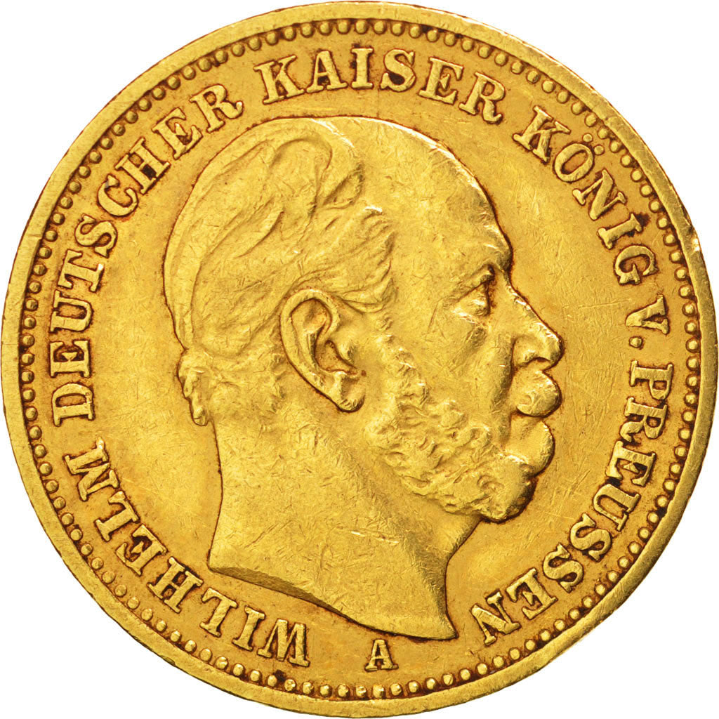 German States, PRUSSIA, Wilhelm I, 20 Mark, 1887, Berlin, EF(40-45), Gold