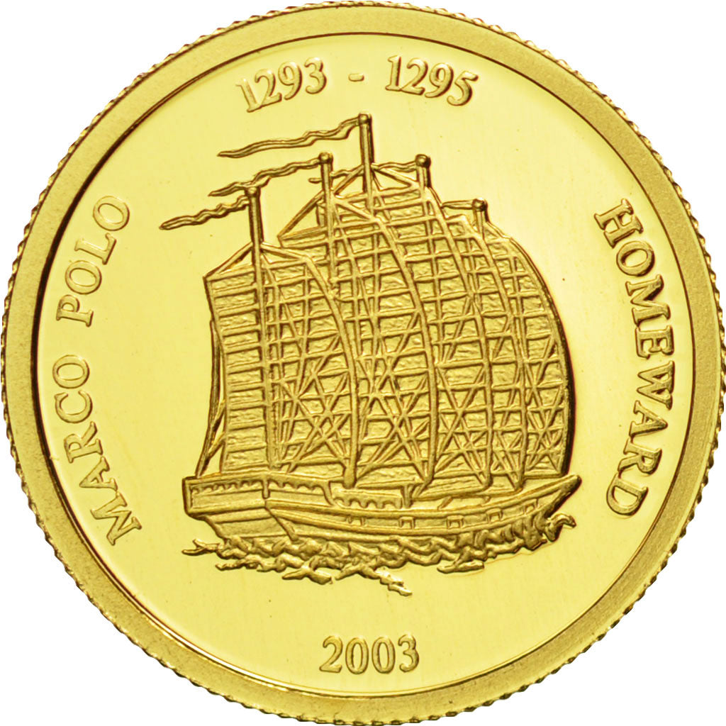 Mongolia, 500 Tugrik, Marco Polo, Homeward, 2003, MS(65-70), Gold, KM:206