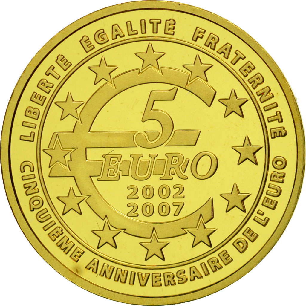 France, 5 Euro, 2007, Euro 5ème Anniversaire, FDC, Or, KM:1525