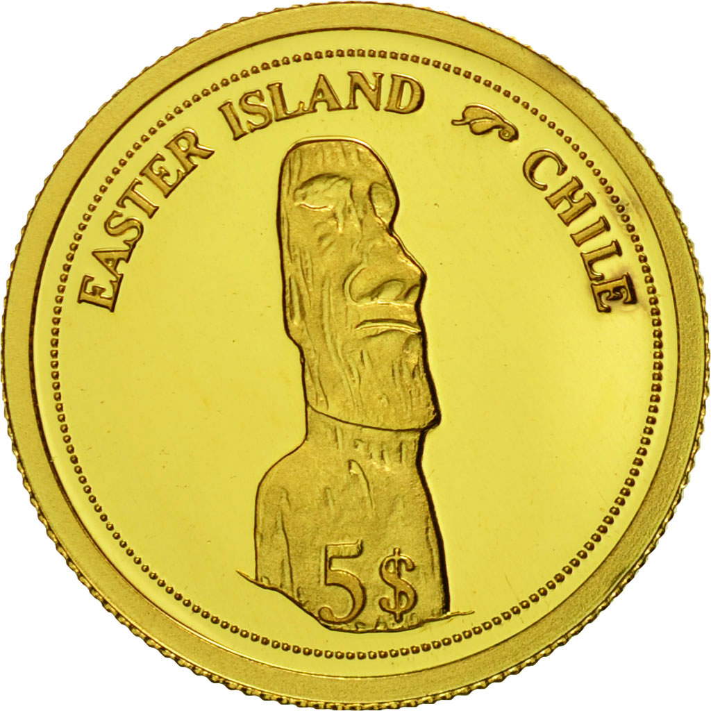 Fiji, Elizabeth II, 5 Dollars, 2006, Easter Island, MS(65-70), Gold, KM:267