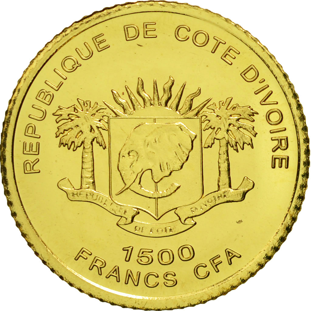 Coin, Ivory Coast, 1500 Francs CFA, 2006, MS(65-70), Gold