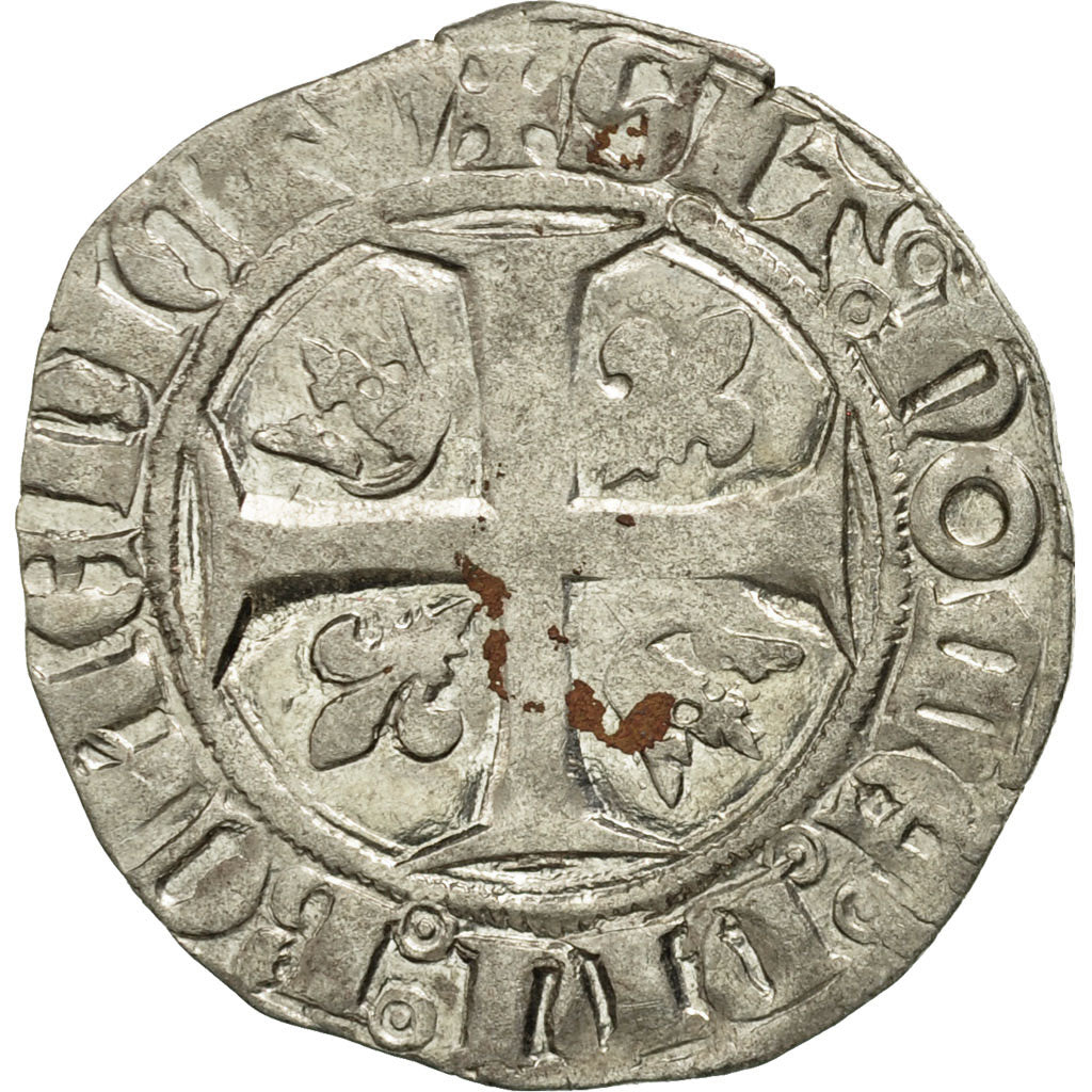 Coin, France, Charles VI, Blanc Guénar, Romans, VF(20-25), Billon