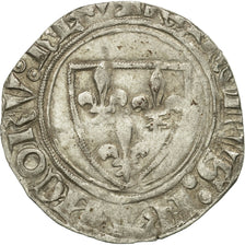 Coin, France, Charles VI, Blanc Guénar, Romans, VF(30-35), Billon
