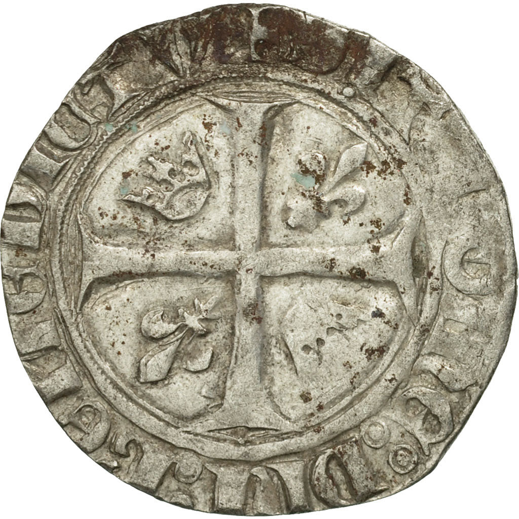 Coin, France, Charles VI, Blanc Guénar, Romans, VF(30-35), Billon