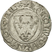 Coin, France, Charles VI, Blanc Guénar, Romans, EF(40-45), Billon