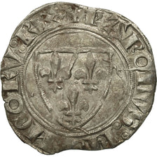 Coin, France, Charles VI, Blanc Guénar, Romans, EF(40-45), Billon