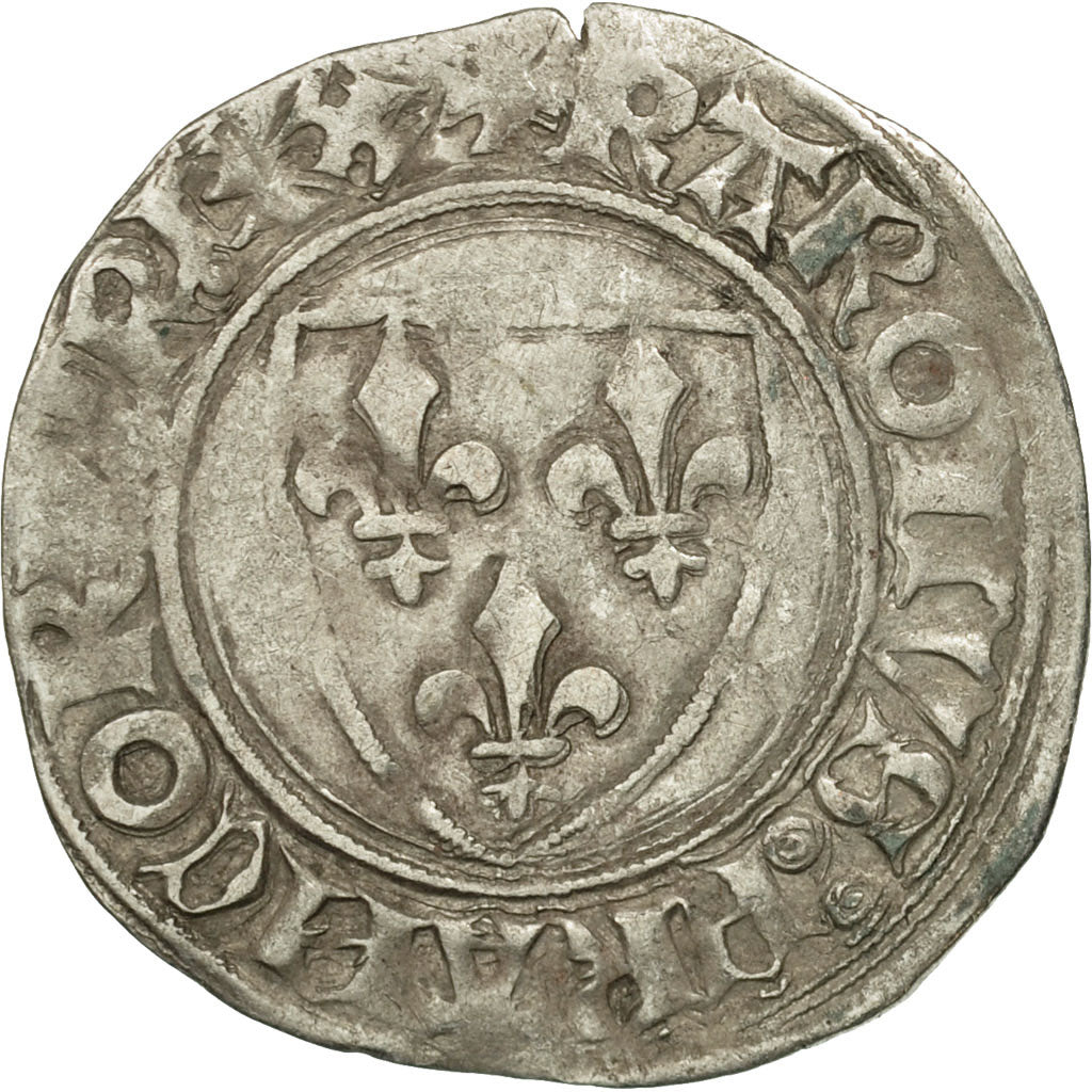 Coin, France, Charles VI, Blanc Guénar, Saint Quentin, VF(20-25), Billon