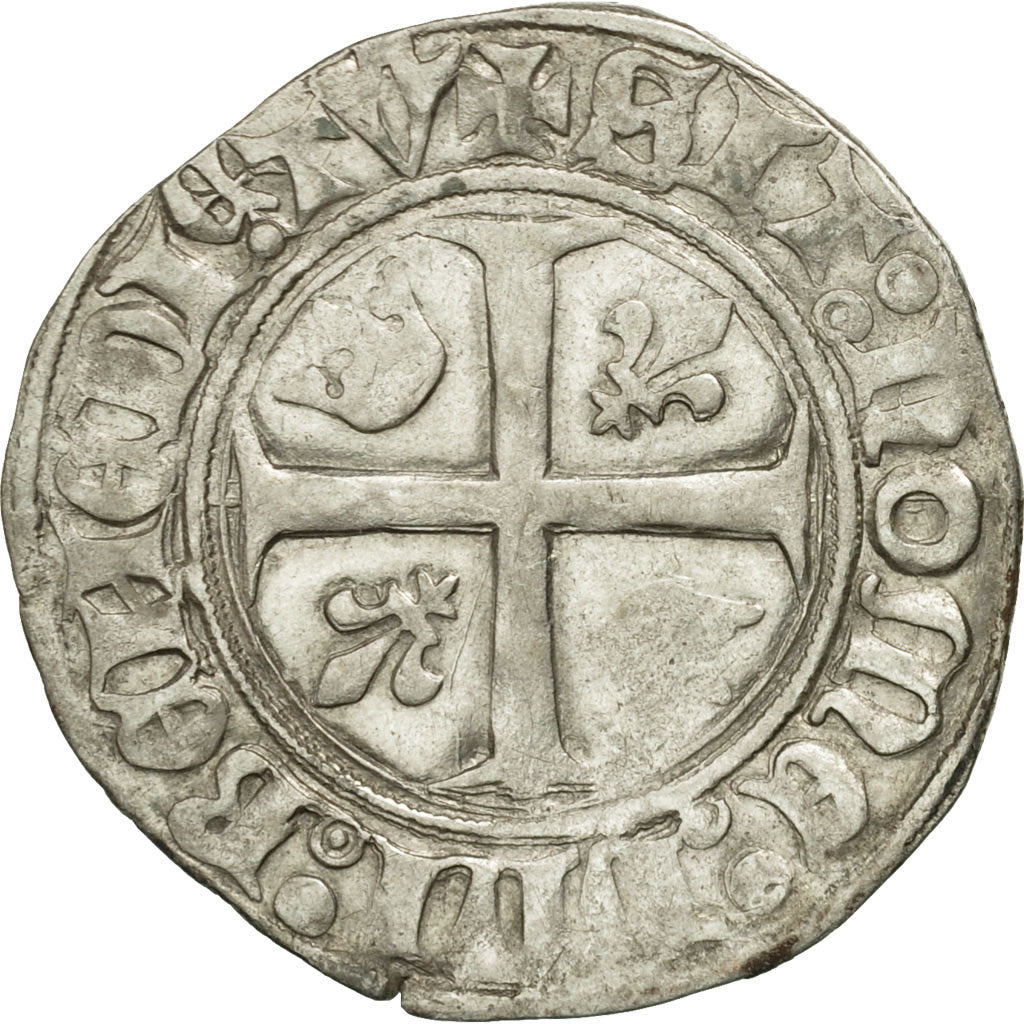 Coin, France, Charles VI, Blanc Guénar, Saint Quentin, VF(20-25), Billon