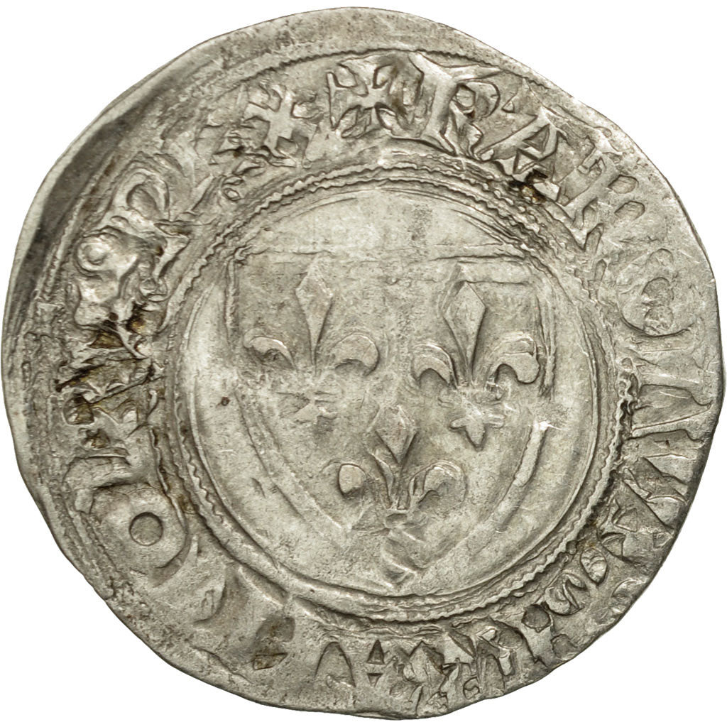 Münze, Frankreich, Charles VI, Blanc Guénar, Saint Quentin, S+, Billon