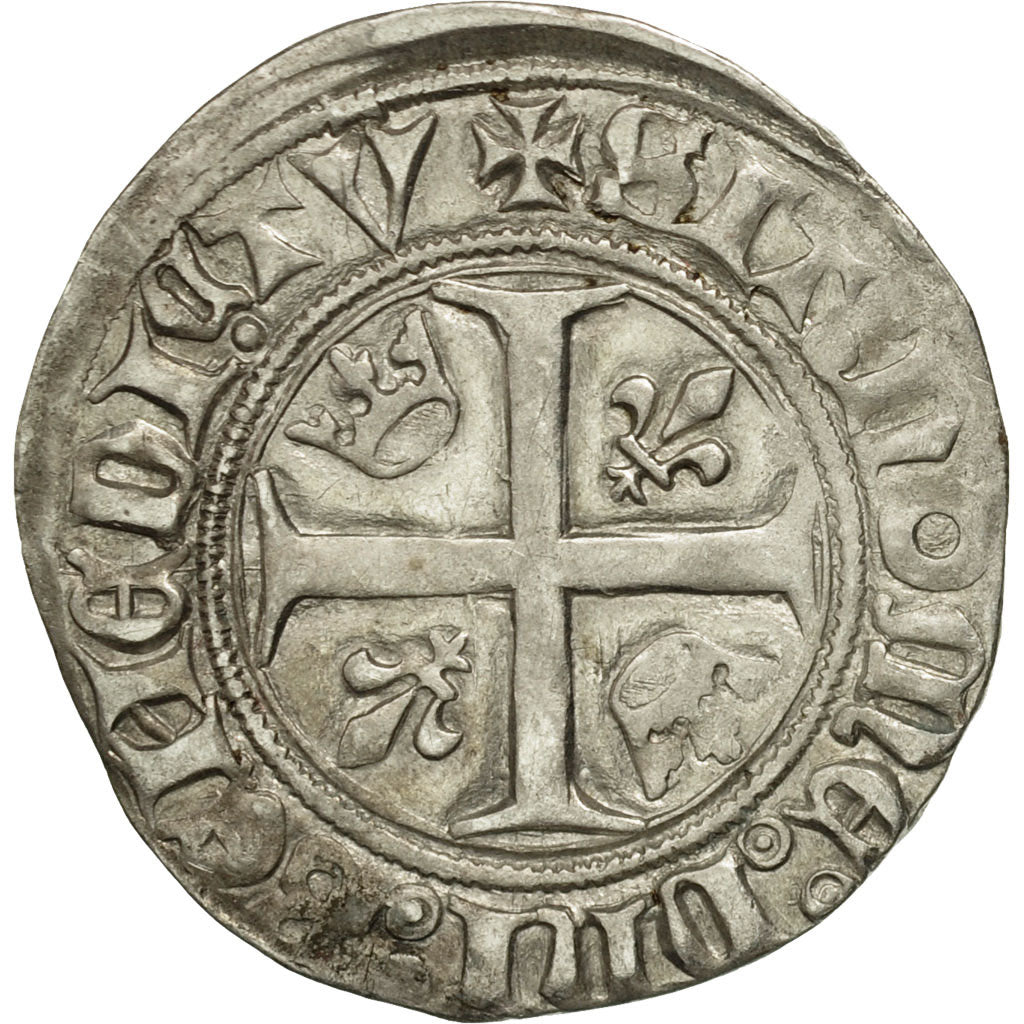 Münze, Frankreich, Charles VI, Blanc Guénar, Saint Quentin, S+, Billon