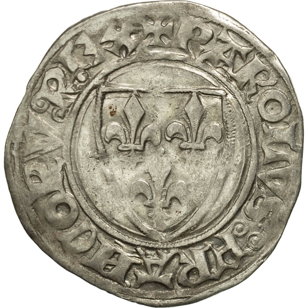 France, Charles VI, Blanc Guénar, Saint Quentin, EF(40-45), Billon