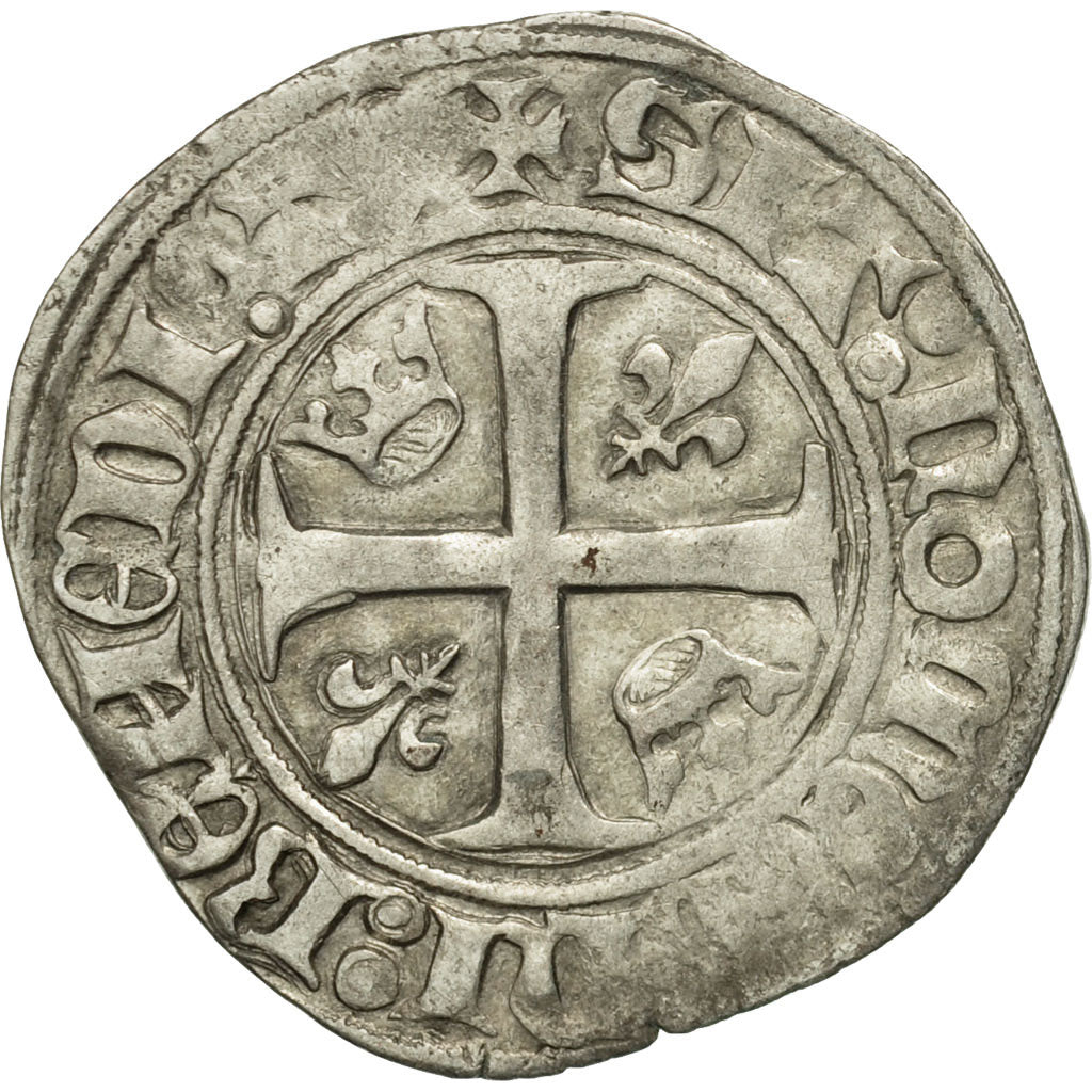 France, Charles VI, Blanc Guénar, Saint Quentin, EF(40-45), Billon