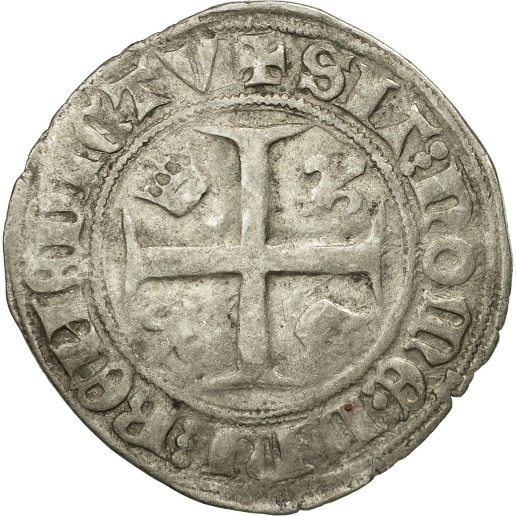France, Charles VI, Blanc Guénar, Tournai, VF(30-35), Billon, Duplessy:377A
