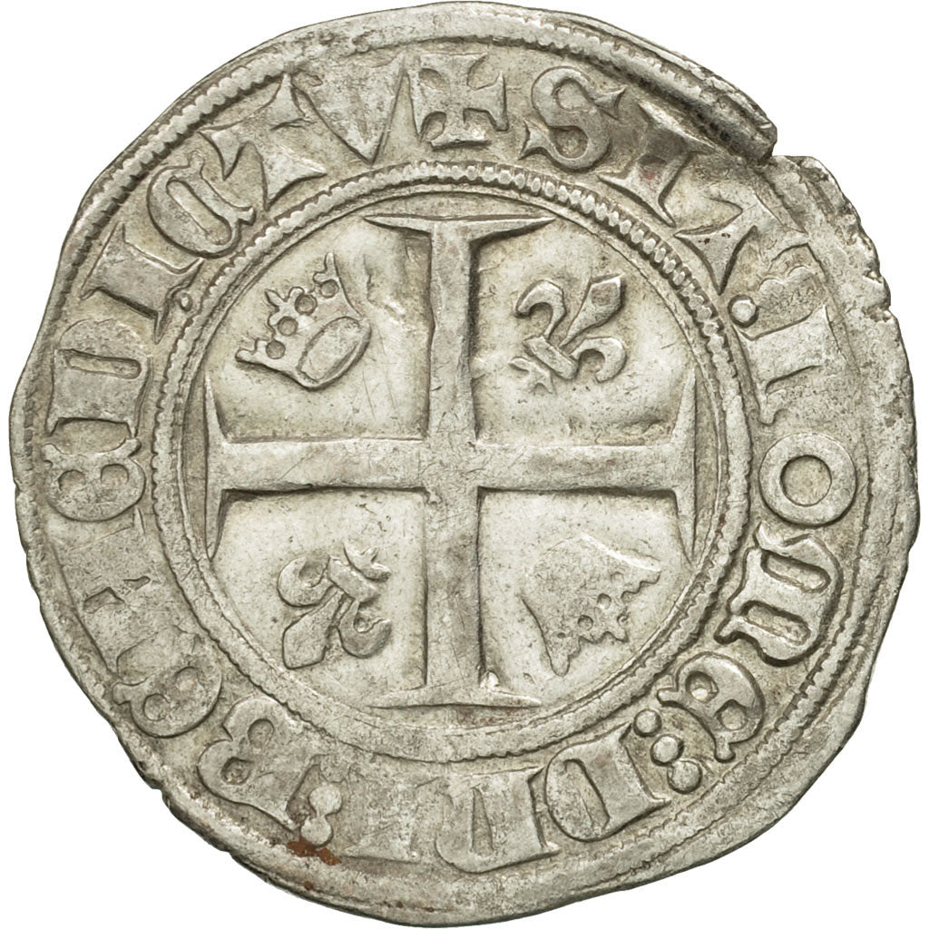 France, Charles VI, Blanc Guénar, Tournai, EF(40-45), Billon, Duplessy:377A