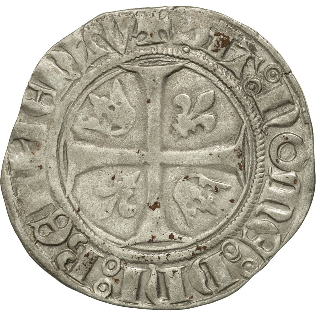 Coin, France, Charles VI, Blanc Guénar, Cremieu, VF(30-35), Billon