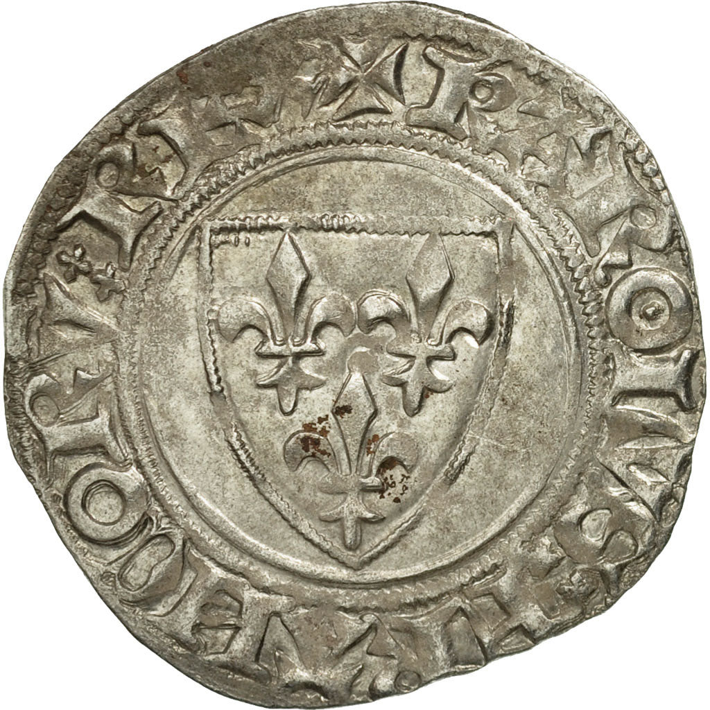 Moneta, Francia, Charles VI, Blanc Guénar, Sainte-Ménéhould, BB+, Biglione