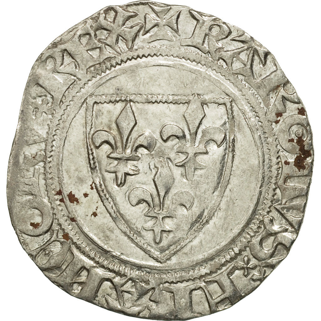Coin, France, Charles VI, Blanc Guénar, Sainte-Ménéhould, AU(50-53), Billon