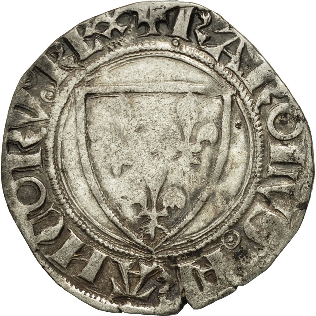 France, Charles VI, Blanc Guénar, Cremieu, VF(20-25), Billon, Duplessy:377A