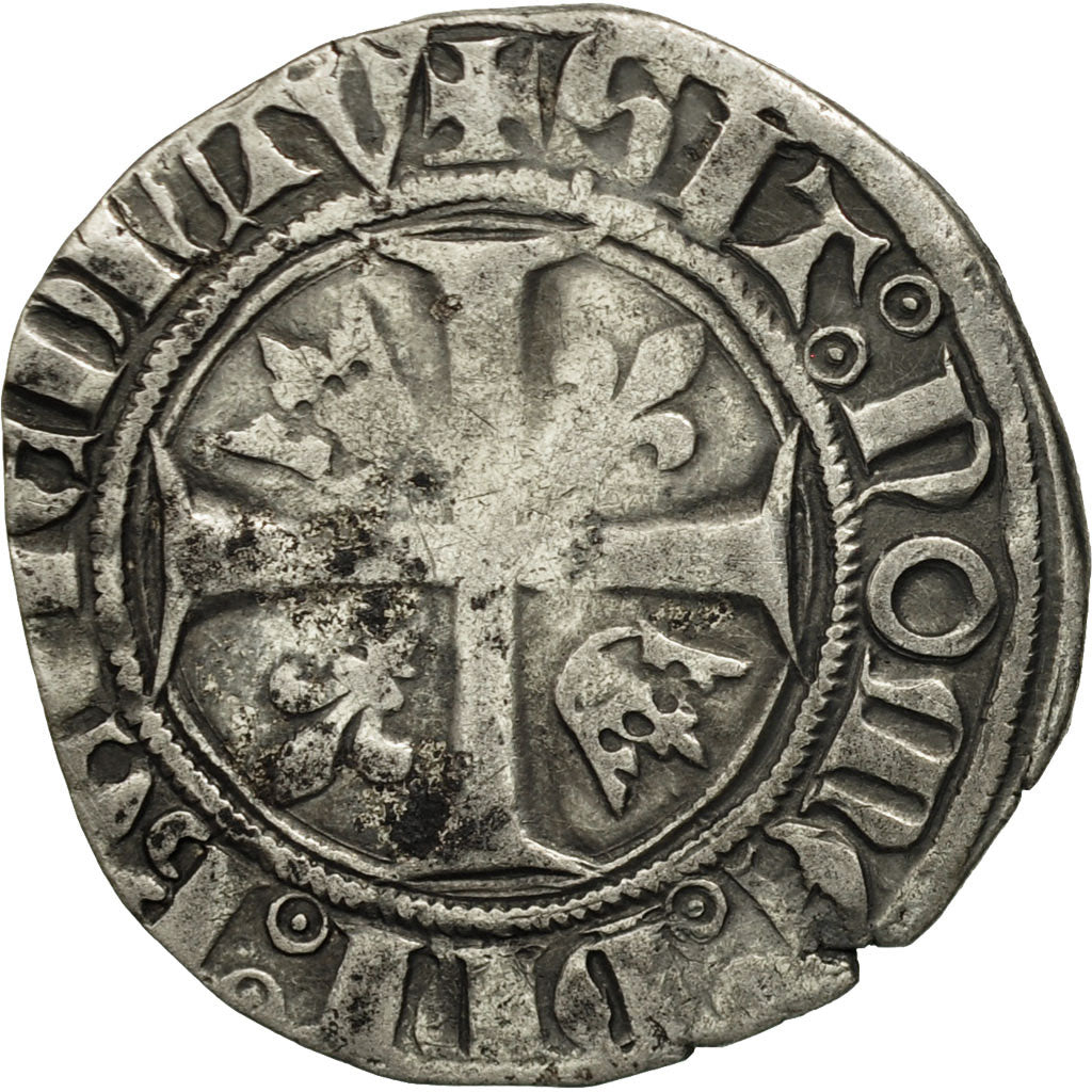 France, Charles VI, Blanc Guénar, Cremieu, VF(20-25), Billon, Duplessy:377A