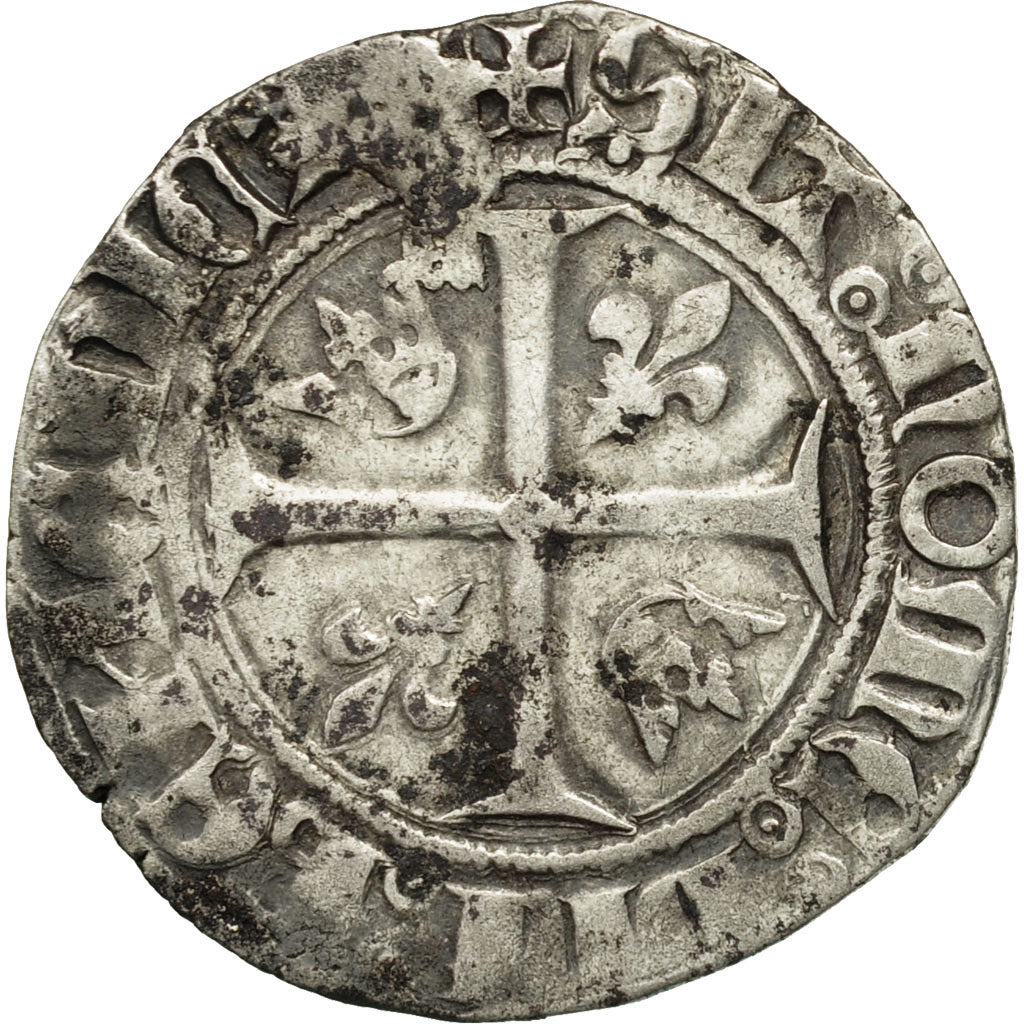 France, Charles VI, Blanc Guénar, Cremieu, VF(30-35), Billon, Duplessy:377A
