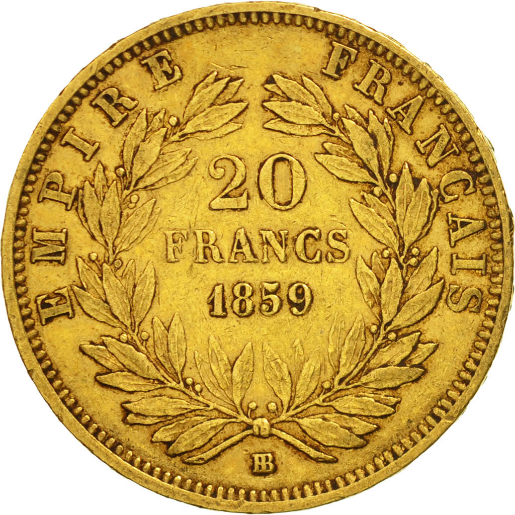Coin, France, Napoleon III, Napoléon III, 20 Francs, 1859, Strasbourg