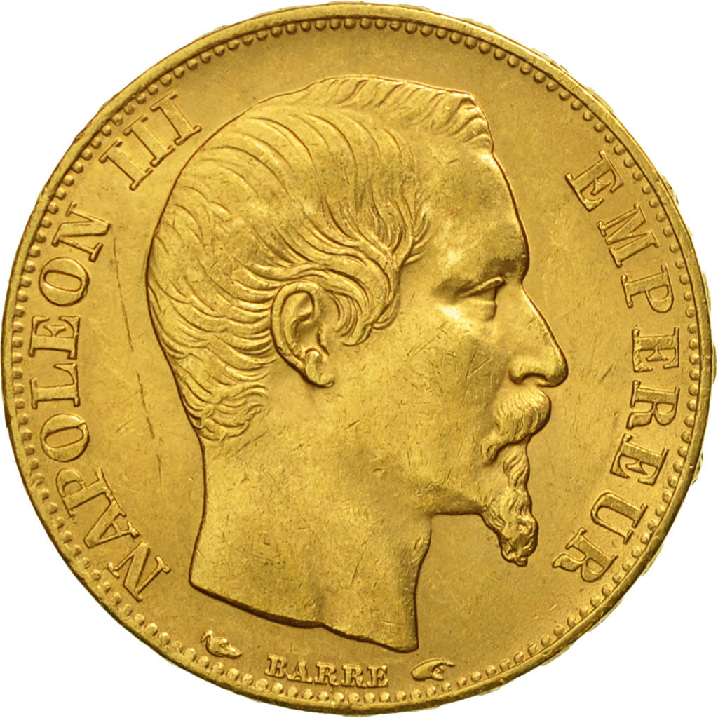France, Napoleon III, 20 Francs, 1854, Paris, AU(50-53), Gold, KM:781.1