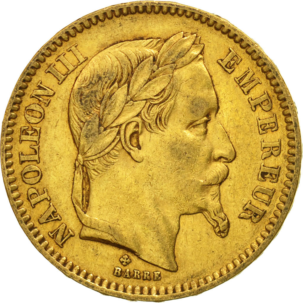 Moneta, Francia, Napoleon III, Napoléon III, 20 Francs, 1864, Strasbourg, BB