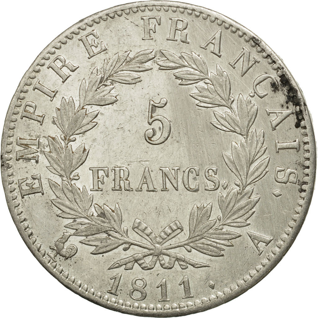 Coin, France, Napoléon I, 5 Francs, 1811, Paris, AU(50-53), Silver, KM:694.1